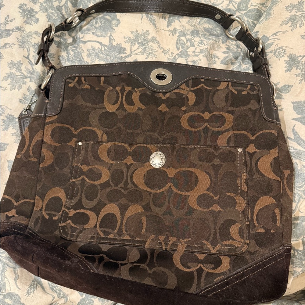 Coach Dark Brown Signature Shoulder Bag - Picture 2 of 4